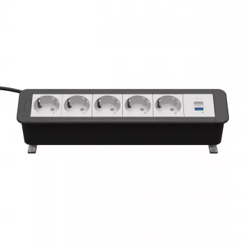 Kindermann CP Office Desk Regleta de 5 tomas Schuko 1x USB-A 3m negra