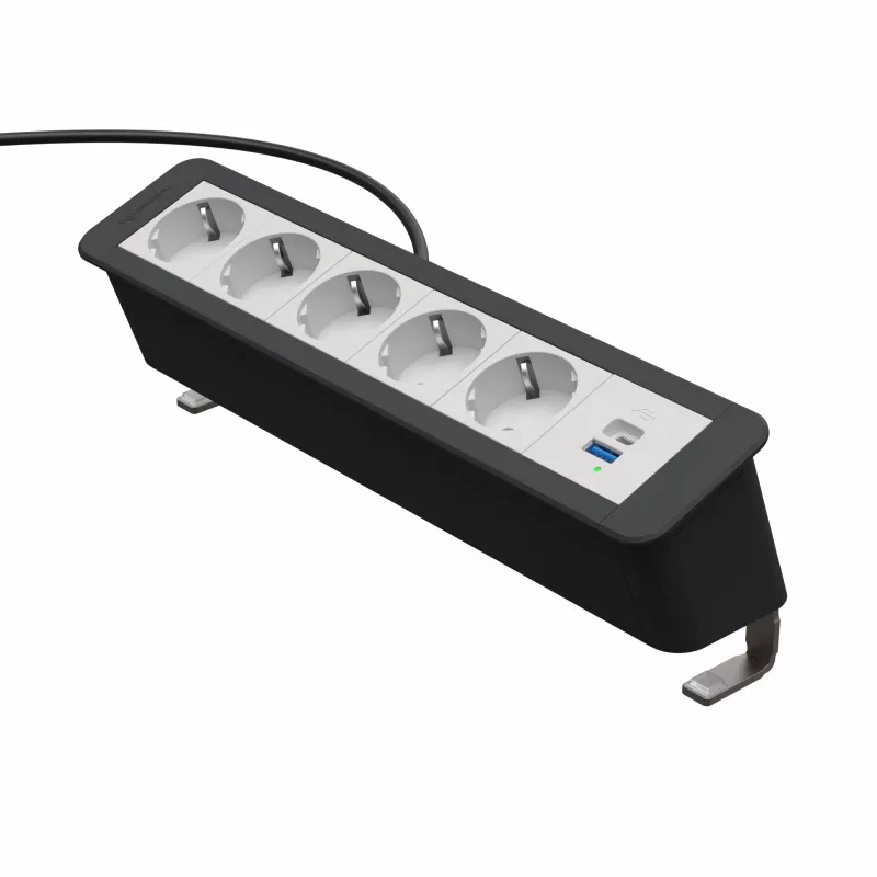 Kindermann CP Office Desk Regleta de 5 tomas Schuko 1x USB-A 3m negra