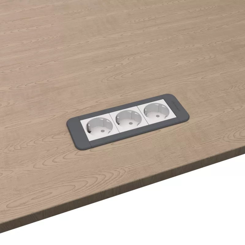 Kindermann CP Office Frame Panel de conectividad de escritorio 3 tomas 3x toma de corriente plata/negro