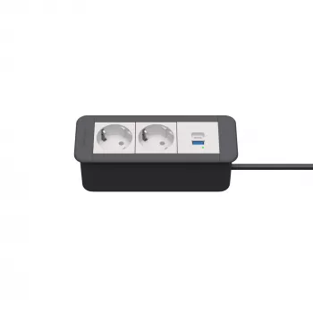 Kindermann CP Office Frame 3 tomas 2x toma Schuko 1x cargador USB (7551000122)