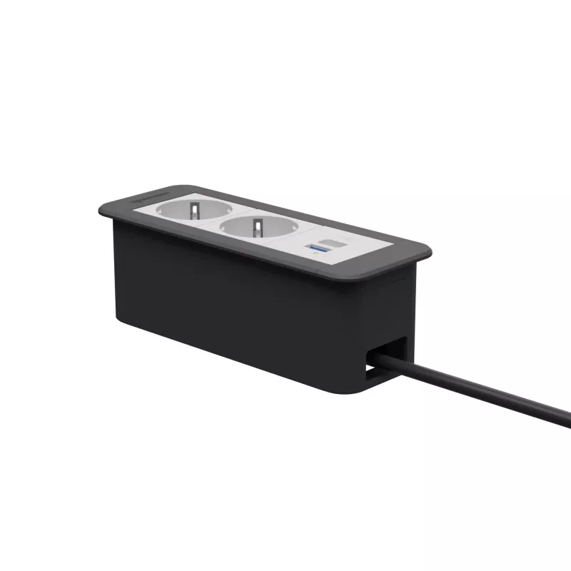 Kindermann CP Office Frame 3 tomas 2x toma Schuko 1x cargador USB (7551000122)