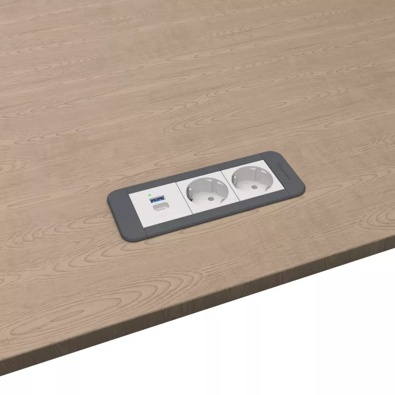 Kindermann CP Office Frame de 3 vías 2x Schuko 1x USB-C PD módulo de conexión de mesa