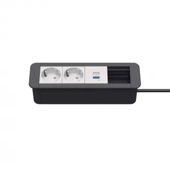 Kindermann CP Office Frame Módulo de alimentación y datos de escritorio 4 tomas 2x Schuko 1x USB-C PD