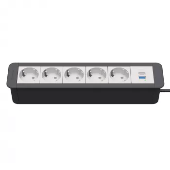 Kindermann CP Office Frame 6 tomas 5x toma de corriente 1x cargador USB-A negro (7551000325)