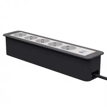 Kindermann CP Office Frame 6 tomas 5x toma de corriente 1x cargador USB-A negro (7551000325)