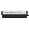 Kindermann CablePort Office Frame 6 tomas 5x Schuko 1x USB-C PD 60W plata