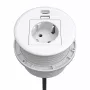 Kindermann CablePort Table White (STS-R90-2 blanco) - panel de conexión de mesa con 2x tomas Schuko