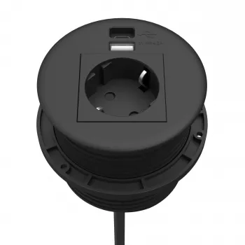 Kindermann CablePort Table negro (STS-R90-2 blac) - Carcasa de panel de conexión de mesa