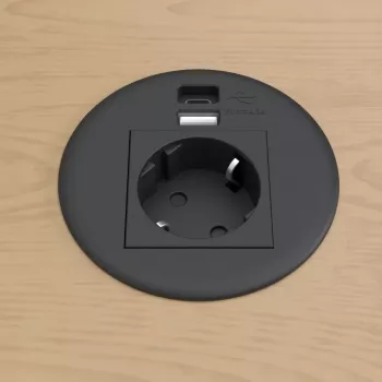 Kindermann CablePort Table negro (STS-R90-2 blac) - Carcasa de panel de conexión de mesa