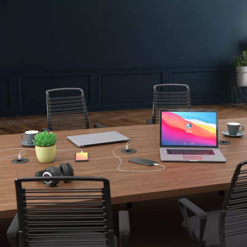 Kindermann CablePort Table negro (STS-R90-2 blac) - Carcasa de panel de conexión de mesa