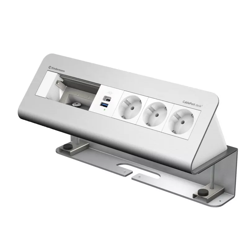 Kindermann CablePort desk de 6 vías 3x corriente USB módulo de fijación a mesa (7430001163)