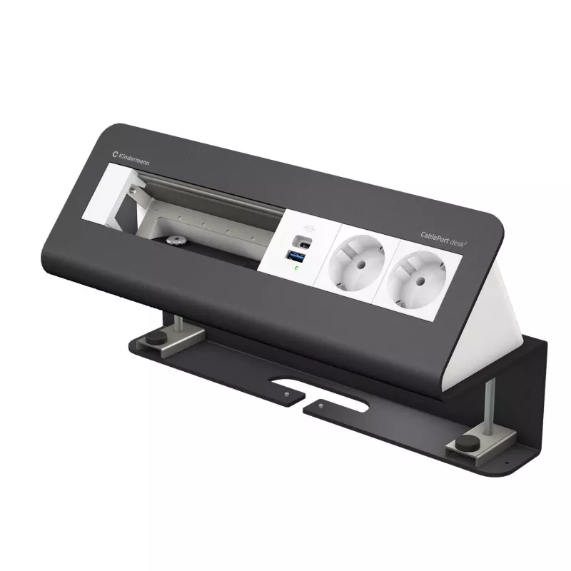 Kindermann CablePort desk² Módulo de fijación de mesa 6 tomas 2x toma de corriente USB