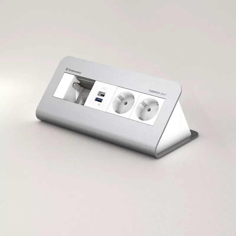 Kindermann CP desk 80 4 ranuras 2x corriente USB panel de conexión de escritorio