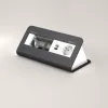 Kindermann CP desk² 80 Panel de conexión de mesa 4 tomas con 1x corriente y 1x USB-A, plata/negro