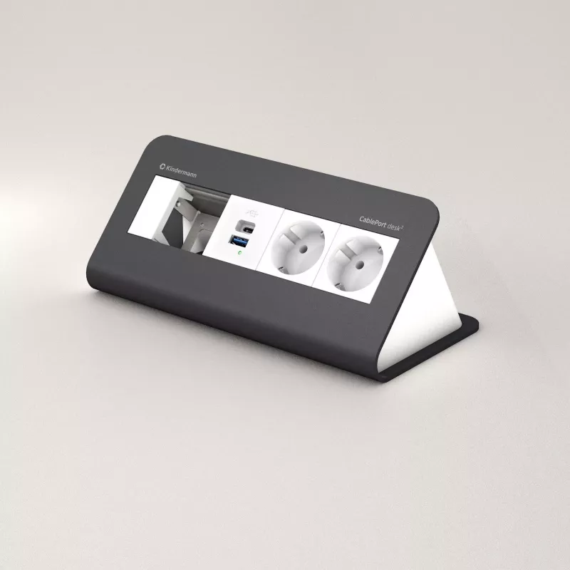 Kindermann CP desk 80 de 4 vías 2x corriente USB (7430001372)