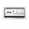 Kindermann CP Standard VA 4f. panel de conexión de escritorio con 2x tomas Schuko y 1x puerto de carga USB-A, plata/negro