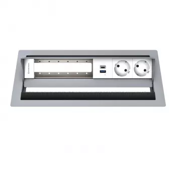 Kindermann CP Standard² Panel de conexión de mesa 6 tomas con 2 tomas de corriente, 1x conexión de carga USB-A, HDMI, RJ45