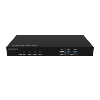 Kindermann KVM Switch 41C - Switch KVM digital de 4 puertos con DVI-D, USB, audio, emulación EDID