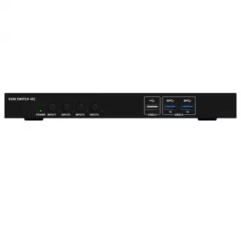 Kindermann KVM Switch 41C - Switch KVM digital de 4 puertos con DVI-D, USB, audio, emulación EDID