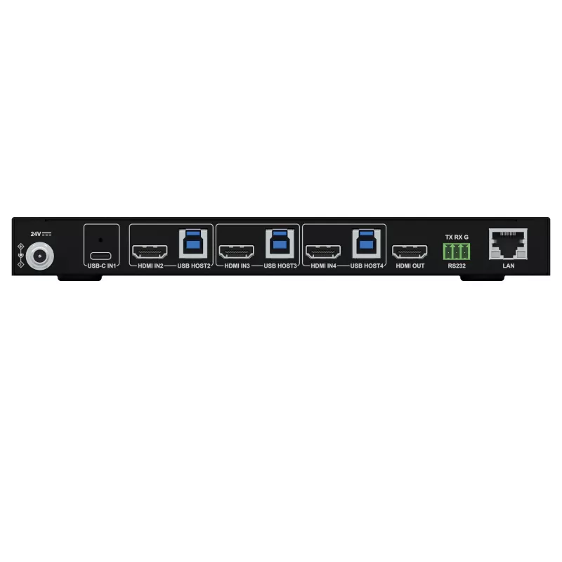 Kindermann KVM Switch 41C - Switch KVM digital de 4 puertos con DVI-D, USB, audio, emulación EDID