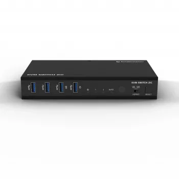 Kindermann KVM Switch 21C - Switch KVM DVI-I de 2 puertos con audio y hub USB