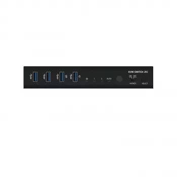 Kindermann KVM Switch 21C - Switch KVM DVI-I de 2 puertos con audio y hub USB