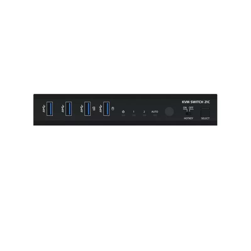 Kindermann KVM Switch 21C - Switch KVM DVI-I de 2 puertos con audio y hub USB