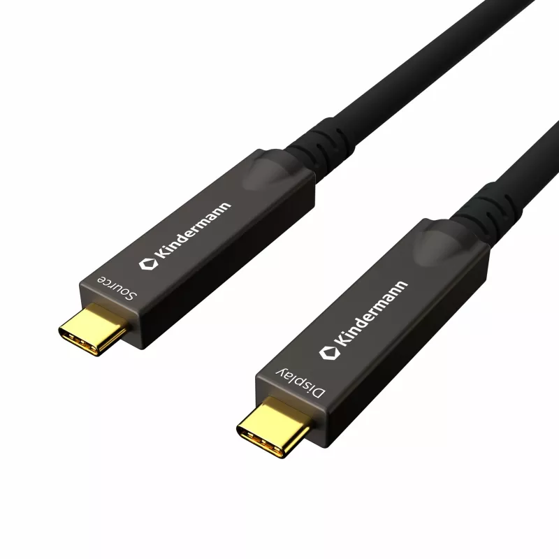 Kindermann Cable USB-C AOC Full Feature 15m Negro