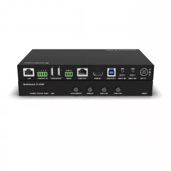 Kindermann MultiSwitch 31 HDBT 2.0 Transmisor / Switch de presentación - 3x1 USB-C y HDMI sobre HDBaseT - Telnet - RS-232 - 4K UHD