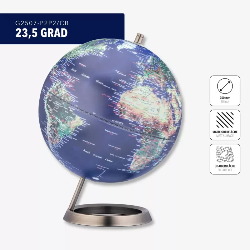 TROIKA Globe 23.5 Degrees (G2507-P2P2/CB) - globo de escritorio pisapapeles, base cromada, 60mm