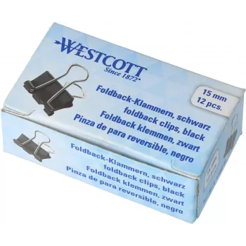 WESTCOTT 12 clips foldback, 19 mm, negro/plata, 12 uds.
