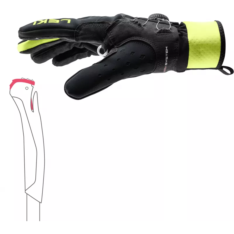 LEKI PRC Boa Shark guantes de esquí de fondo - negro/amarillo neón, talla L