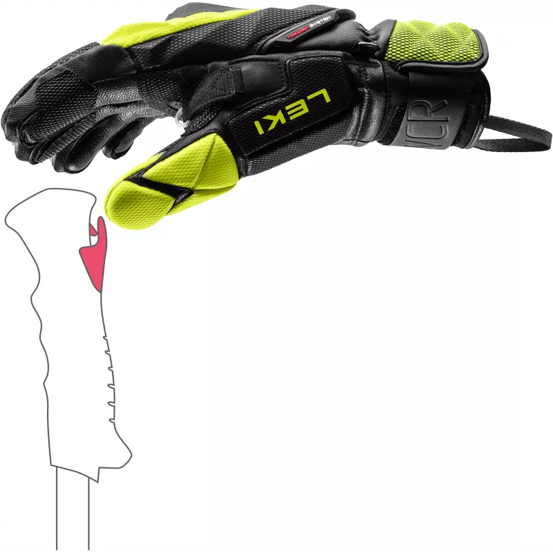 LEKI WCR Venom SL 3D guantes de esquí de competición negro/amarillo talla 7.0