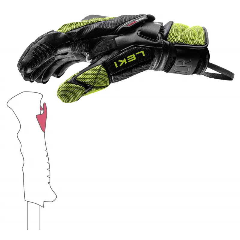 LEKI WCR Venom GS 3D Guantes de esquí de competición 9.5 negro/amarillo hielo