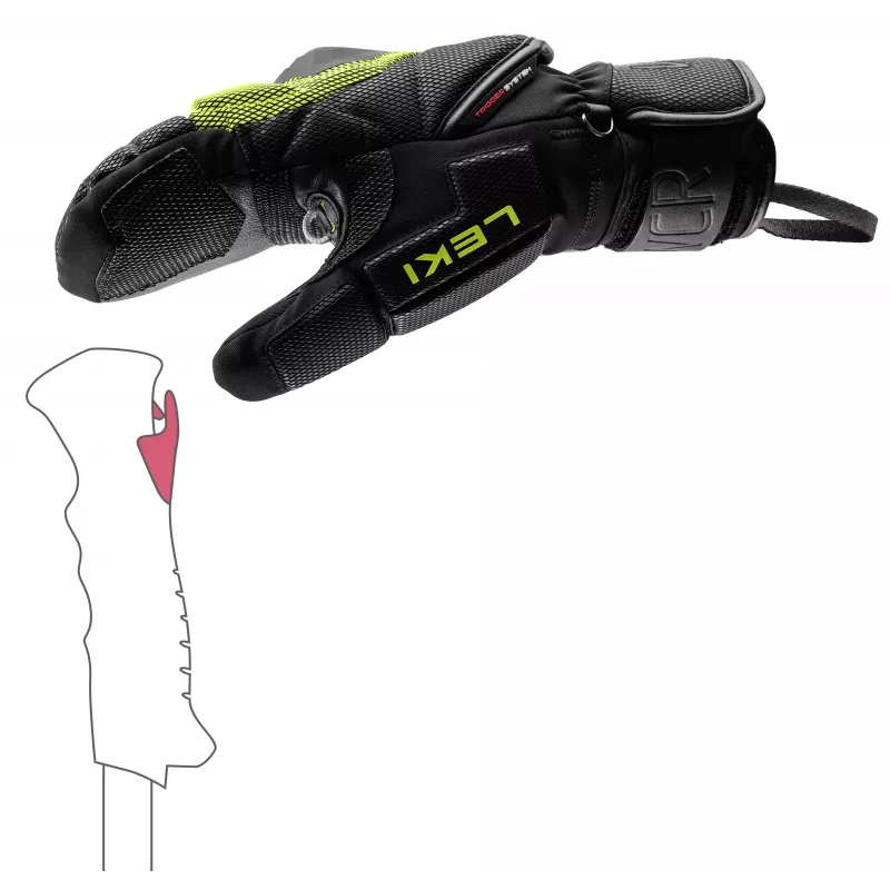 LEKI WCR Coach 3D Manoplas de esquí de competición lima-negro talla 7.0