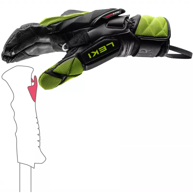 LEKI WCR Venom GS 3D Lobster Guantes de esquí de competición 8.5 negro/lima hielo