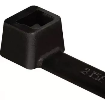 HellermannTyton T18R Bridas, Poliamida 6.6, Negro, 100 mm de longitud, 2,5 mm de ancho, 1 mm de grosor, 22 mm de diámetro de haz, 80 N de resistencia a la tracción, pack de 100 unidades