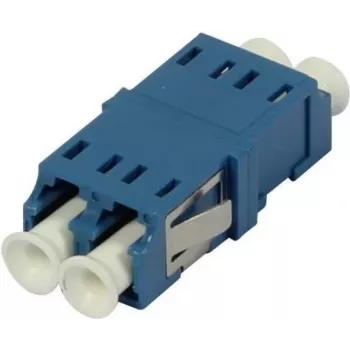 SYNERGY21 adaptador de fibra óptica monomodo dúplex LC-LC, sin brida, azul, PVC, casquillo cerámico