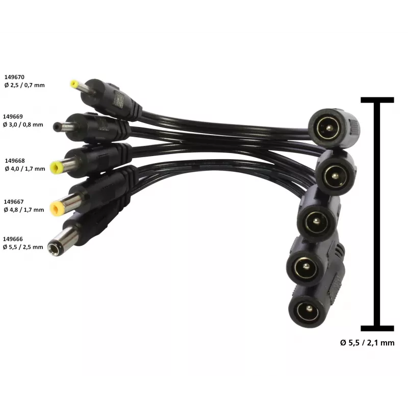 ALLNET fuente de alimentación de repuesto con adaptador de conector hembra a conector macho 2,1mm a 0,7mm