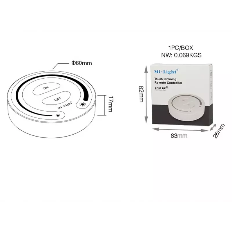 Synergy 21 Mando a distancia LED Dimmer táctil de un solo color para MiLight/MiBoxer