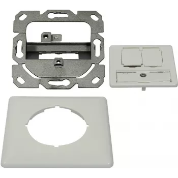 Synergy 21 Soporte de módulo Keystone Caja empotrable para 2 módulos TP, Blanco puro, compatible con diseño UAE (S216359)