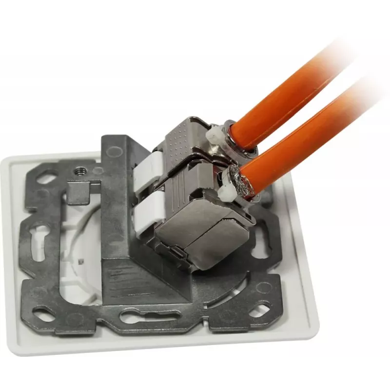 Synergy 21 Soporte de módulo Keystone Caja empotrable para 2 módulos TP, Blanco puro, compatible con diseño UAE (S216359)