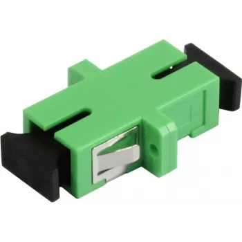 SYNERGY21 Adaptador de Fibra Óptica SC/APC, Monomodo, Simplex, PVC, Casquillo Cerámico, Con Brida, Verde