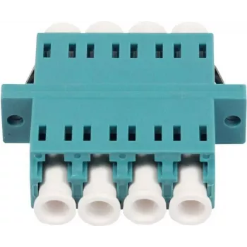 SYNERGY21 Acoplador de fibra óptica LC hembra a LC hembra multimodo OM3 50/125µm cuádruple aqua PVC
