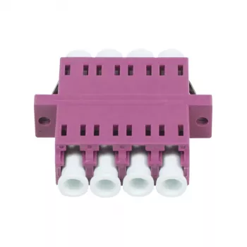 Synergy 21 Acoplador de fibra óptica LC-LC 50/125µm multimodo OM4 violeta Erika cuádruple PVC con brida