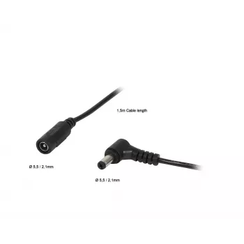 ALLNET cable de extensión DC 5,1 mm x 2,1 mm conector hembra a conector macho 1,5 m negro (ALL-Adapt-Ext5-10-1500)