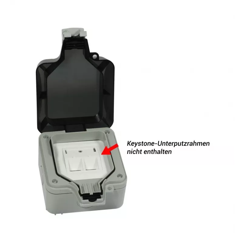 Synergy 21 carcasa de módulo Keystone de superficie IP66 con argolla para candado, gris claro (RAL 7035) - S216381