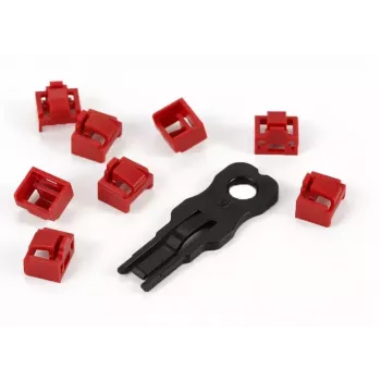ALLNET bloqueador TP/RJ45 rojo pack de 10 con llave de seguridad, tapa antipolvo, cerradura de seguridad de red (ALL-TP-RJ45-Blocker-10PCS)