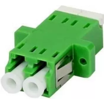 SYNERGY 21 acoplador de fibra óptica LC/APC, dúplex, monomodo 9/125µm, verde, casquillo cerámico, con brida, con protección láser unilateral