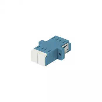 SYNERGY21 acoplador de fibra óptica LC/LC monomodo OS2 9/125µm dúplex azul PVC casquillo cerámico con brida y tapa de protección láser unilateral